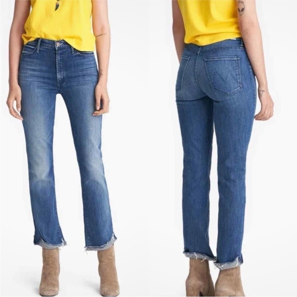 Mother High Waisted Rascal Ankle Slit Flip Jeans in Double Shot Espresso 25